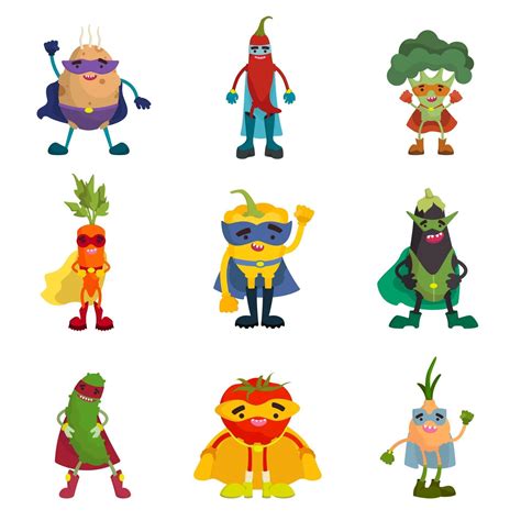 Collection Of Vegetable Superheroes 2513861 Vector Art At Vecteezy