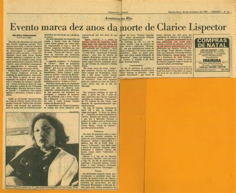 Clarice Lispector Morreu De Que - Evento marca dez anos da morte de Clarice Lispector - Exposição ...