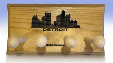 Detroit Skyline Two Bat Display Rack Big Time Bats