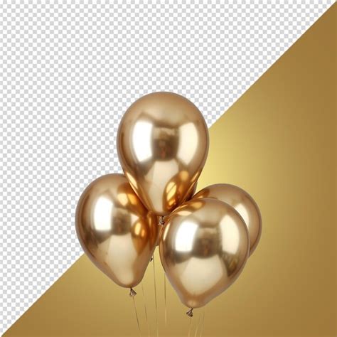 Premium Psd Golden Balloons Isolated On White Background