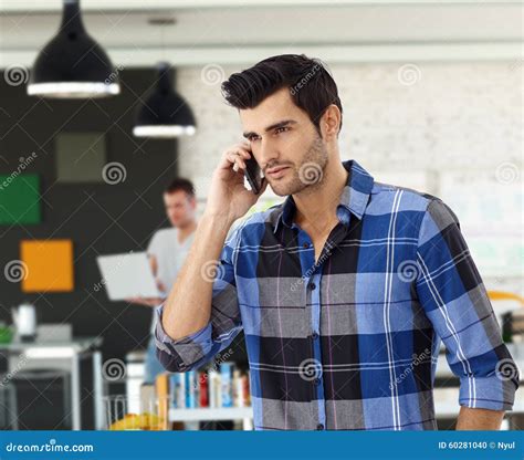 Casual Man On The Phone At Office Stock Photo Image Of Entrepreneurs