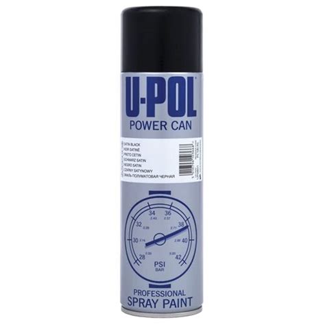 U Pol Power Can Satin Black Paint Aerosol 500ml UP0801