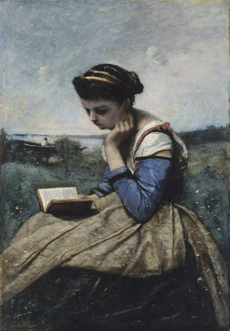 Une Femme Lisant Jean Baptiste Camille Corot