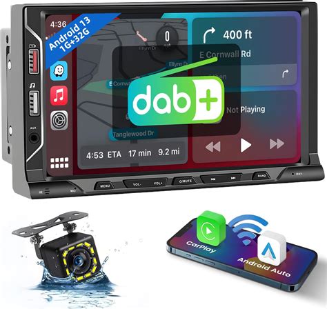 Hikity 2Din Android Autoradio Eingebautes DAB Und CarPlay Android Auto