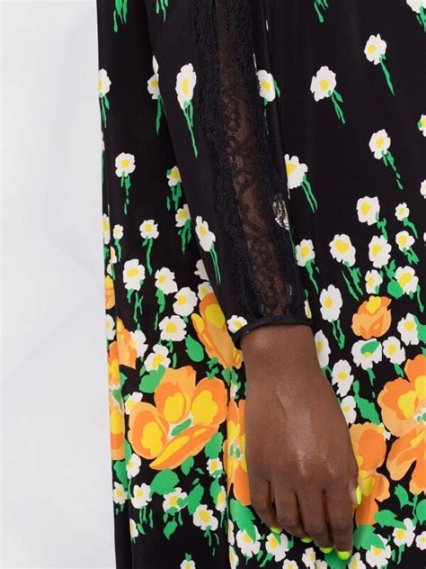 Buy Red Valentino Floral Print Silk Dress Black At Off Editorialist