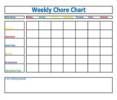 Chore Chart For Adults Templates