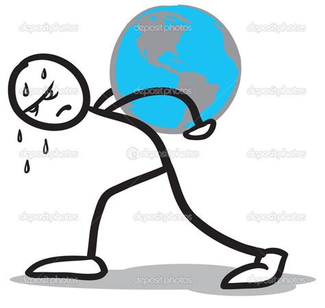 Man Carrying The World On His Shoulders Illustration Of A