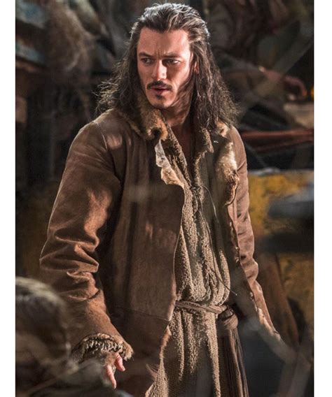 Luke Evans The Hobbit Coat | Bard Shearling Leather Coat - Jackets Masters