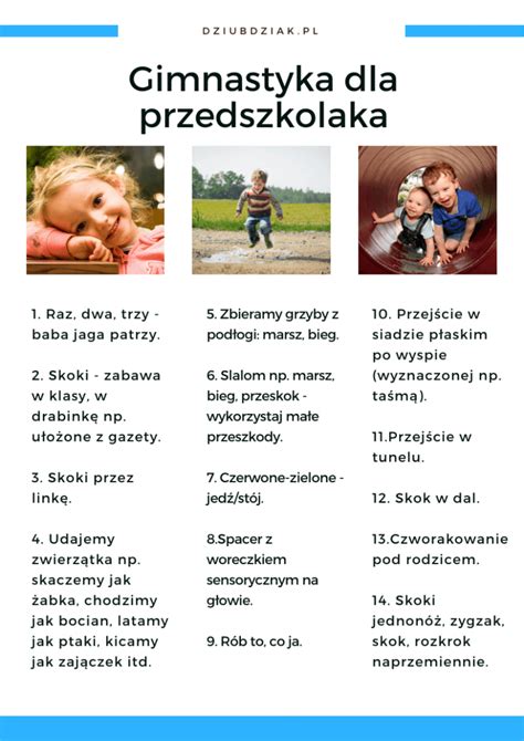 Zabawy Ruchowe Dla Dzieci Gimnastyka Dla Przedszkolaka Dziubdziak Pl