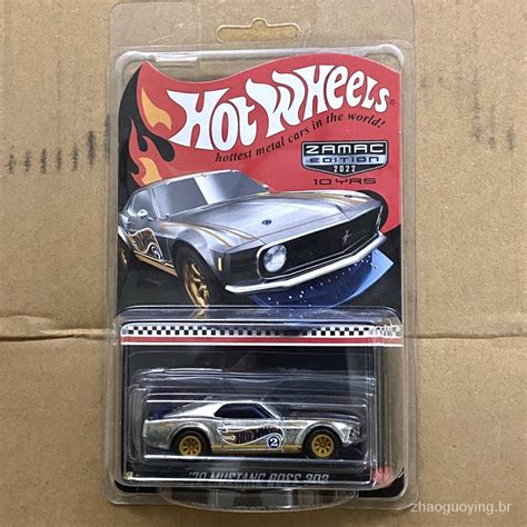 Modelo De Carro Hot Wheels Collector Red Line Zamac Ford Mustang Boss Pneu De Borracha