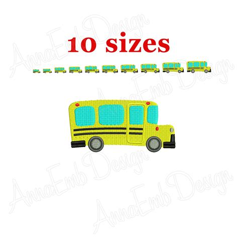 School Bus Embroidery Design Mini School Bus Back To School School