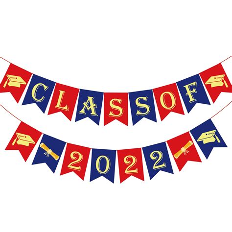 Buy Graduation Banner 2022 Blue And Red With Hanging Swirl Class Of