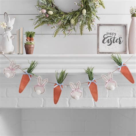 Stationery And Party Supplies Wooden Garland White Bunny Banner Easter