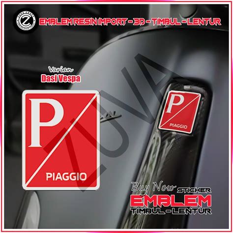 Jual Stiker Emblem Vespa Logo Piaggio Merah Emblem Timbul Stiker Vespa