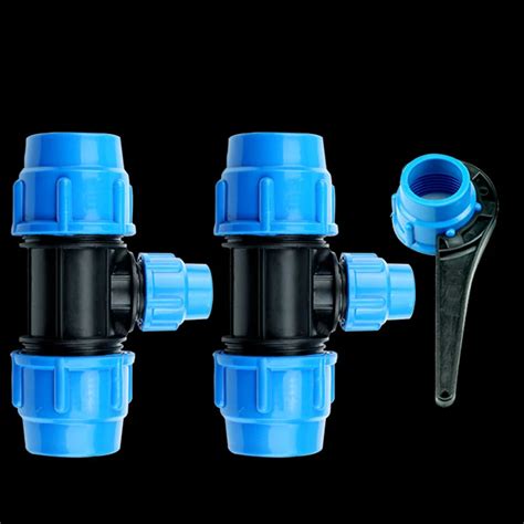 Variable diameter quick connect PE pipe fittings Three way plastic water pipe fittings adapter ...