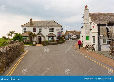 View Of The Popular Tourist Village Of Tintagel In Cornwall Editorial