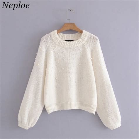 Neploe Beading Elegant Women Sweaters Korean New Fashion Casual Loose