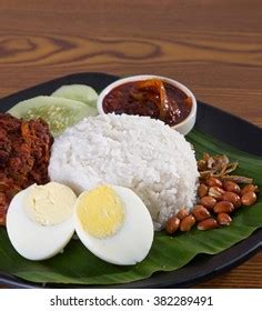 Nasi Lemak Traditional Malay Curry Paste Stock Photo