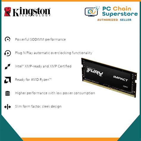 Kingston Fury Impact 16GB DDR4 3200MHZ CL20 1 2V SODIMM Memory For