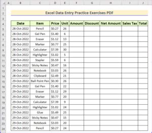 Excel Data Entry Practice Exercises PDF - ExcelDemy