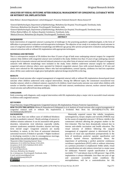 Pdf Analysis Of Visual Outcome After Surgical Management Of