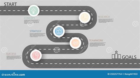 Infographic Roadmap Vector Template Process Concept Step For Strategy