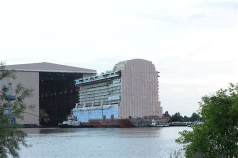 Anthem Of The Seas Megablock Is Floated Out Of Hall 6 At Meyer Werft On