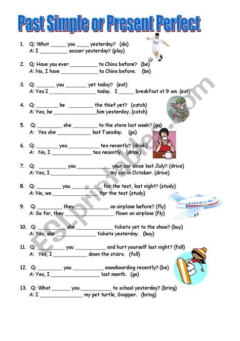 Present Perfect Vs Past Simple Esl Worksheet By Dkritzer