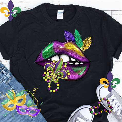 Mardi Gras Lip Shirt Fleur De Lis Shirt Louisiana Tshirt Fat Tuesday