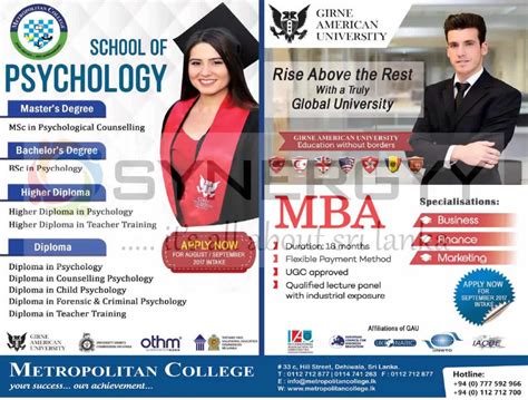 Psychology Diplomas And Degree And Mba Programme By Metropolitan