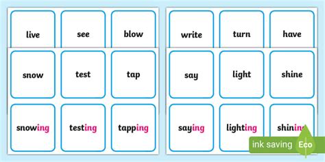 Suffix Matching Cards Ing Lehrer Gemacht Twinkl