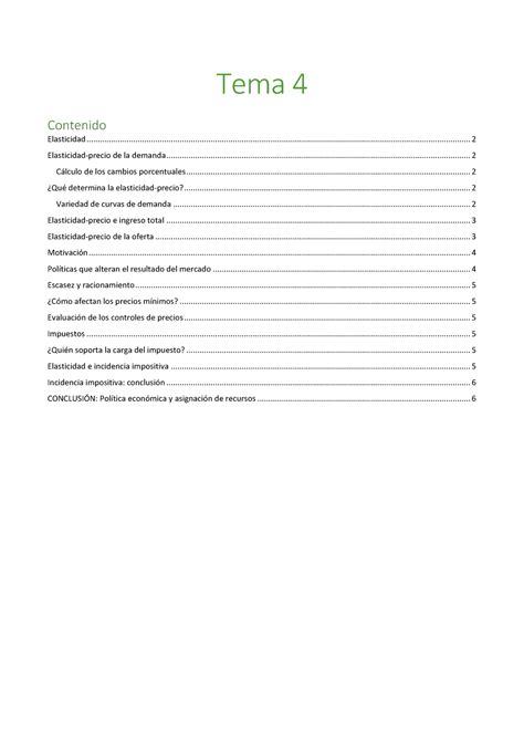 Tema 4 De Economía Contenido Tema Elasticidad Elasticidad Precio De