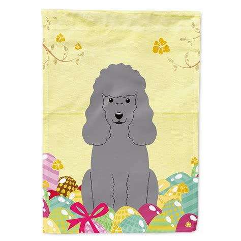 Carolines Treasures BB6068CHF Easter Eggs Poodle Silver Flag Canvas