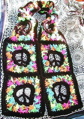 Ravelry Stained Glass Peace Sign Scarf Or Afgan Square Pattern By