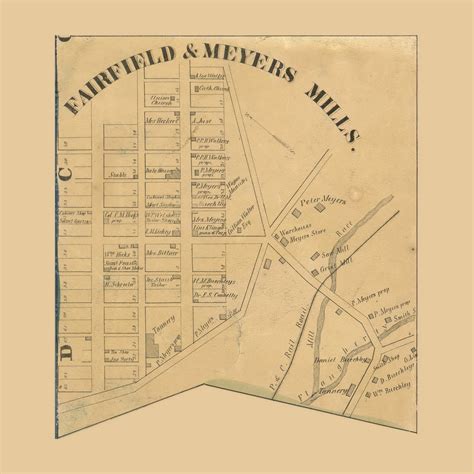 Fairfield And Myers Mills Villages Summit Township Pennsylvania 1860 Old Town Map Custom Print