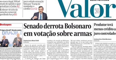 Capa Valor Econômico Quarta 19 de Junho de 2019