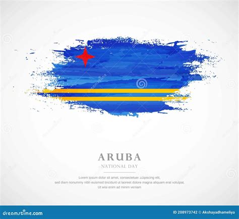 Modern Watercolor Flag For National Day Of Aruba Stock Vector