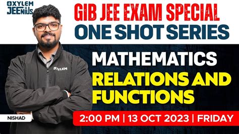 GIB JEE Exam Special One Shot Series Relations And Functions