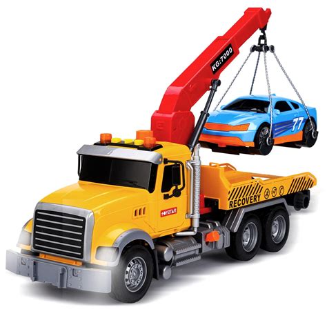 Tow Truck Toy with Hooks and Car for Kids Boys Girls Friction Powered ...