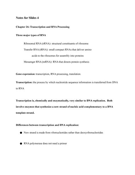 Notes For Chapter 26 Notes For Slides 4 Chapter 26 Transcription And