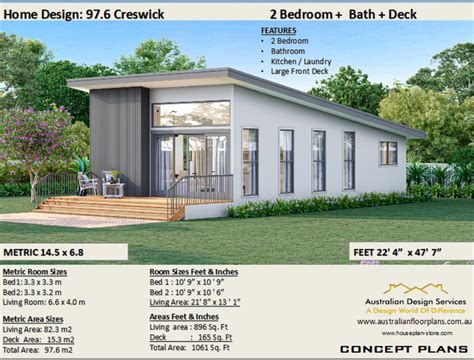 House Plan 97 6 Creswick 896 Sq Feet Or 82 3 M2 2 Bedroom Etsy