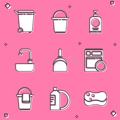 Set Trash Can Bucket Hand Sanitizer Bottle Washbasin With Water Tap