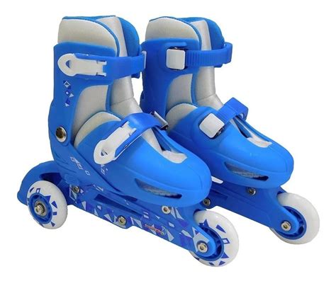 Patins Infantil Menino 3 Rodas Ajustável Inline Triline Azul