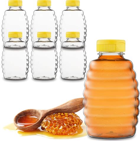 MT Products Empty Clear Plastic Squeeze Bottle Honey Dispenser Jar With