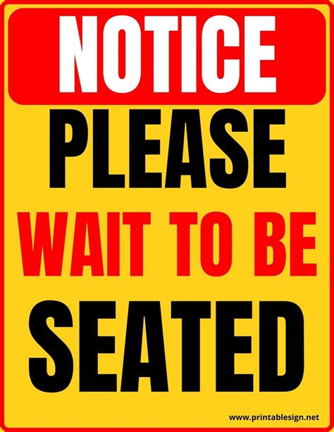 Please Wait To Be Seated Sign Printable