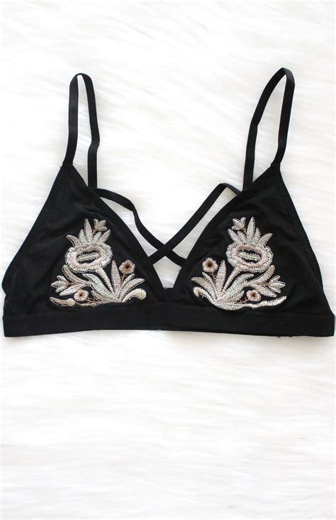 Floral Embroidered Bralette Embroidered Bralette Bralette