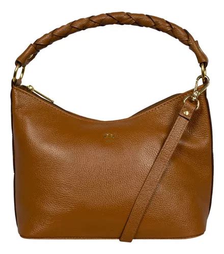 Bolso De Hombro De Piel Trenzada Canoa 7555 Le Postiche Color Caramel