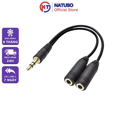 Dây Jack Chuyển Đổi Tai Nghe 35mm Sang 2 Cổng 35mm Cho Âm Thanh Audio