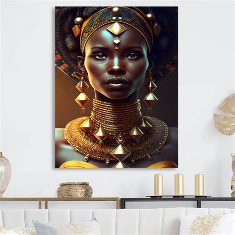 Designart African American Queen With Traditional Jewelry Iii African American Woman Metal