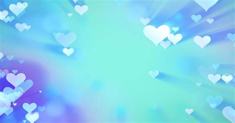 Glowing Tender Flying Love Hearts On A Light Blue Background For